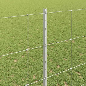 vidaXL Εξωτερική άγρια περίφραξη με στήλες 50 x 1,4 μ Ασημί Δίχτυ