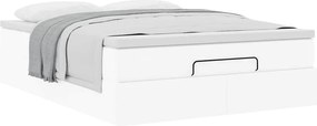 vidaXL Οθωμανικό κρεβάτι με στρώμα Λευκό 140x200cm Faux Leather