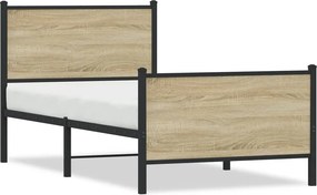 vidaXL Σκελετός Κρεβ. Χωρίς Στρώμα Sonoma Δρυς 90x190 εκ. Μεταλλικό