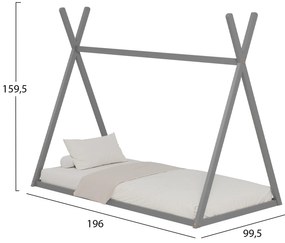 ΚΡΕΒΑΤΙ ΠΑΙΔΙΚΟ MUNK HM681.05 τ.MONTESSORI ΜΑΣΙΦ ΞΥΛΟ ΠΕΥΚΟΥ ΓΚΡΙ- 190x90εκ