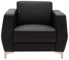 Πολυθρόνα Dermis pakoworld inox-τεχνόδερμα μαύρο 88x75x75εκ