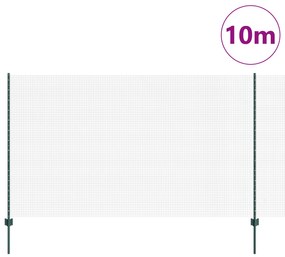 vidaXL Συρμάτινο Φράγμα με 5 Υποπόδια Πράσινο 1.4x10 μ Χάλυβας