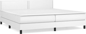 vidaXL Κρεβάτι Boxspring με Στρώμα Λευκό 200x200 εκ. Συνθετικό Δέρμα