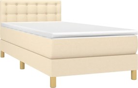 vidaXL Κρεβάτι Boxspring με Στρώμα Κρεμ 100 x 200 εκ. Υφασμάτινο