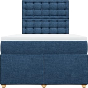 vidaXL Κρεβάτι Boxspring με Στρώμα Μπλε 120x190 εκ. Υφασμάτινο