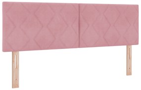 vidaXL κρεβάτι Box Spring με στρώμα  Ροζ 160x200 εκ. βελούδο