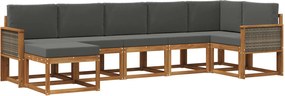 vidaXL Σειρά Καναπέ Εξωτερικού 7 pcs Φυσικό και Ανθρακί Πολυεστέρας
