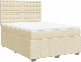 vidaXL Κρεβάτι Boxspring με Στρώμα Κρεμ 140x190 εκ. Υφασμάτινο