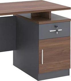 Γραφείο εργασίας Cassius pakoworld ανθρακί-καρυδί 120x60x75εκ