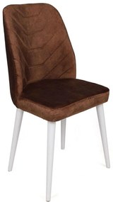 Καρέκλα Dallas (Σετ 4Τμχ) 974NMB1589 50x49x90cm Brown-White Metal,Velvet,Wood