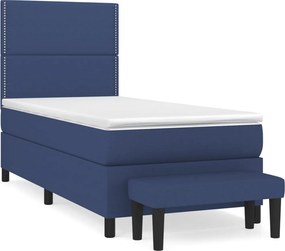 vidaXL Κρεβάτι Boxspring με Στρώμα Μπλε 90x200 εκ.Υφασμάτινο
