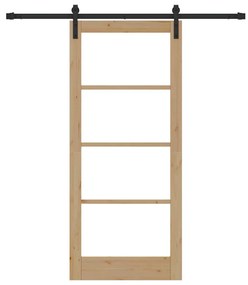 vidaXL Συρόμενη Πόρτα ORKDAL Καφέ 86 x 198.5 cm Μασίφ ξύλο πεύκου