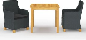 vidaXL Σετ Τραπεζαρίας Κήπου 3 Τεμαχίων Σκούρο Γκρι