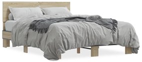 vidaXL Πλαίσιο Κρεβατιού Sonoma Δρυς 140x200 εκ. Επεξ. Ξύλο &amp; Μέταλλο
