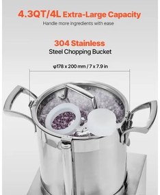 VEVOR Food Processor &amp; Vegetable Chopper 4L Food-Grade Stainless Steel Blender