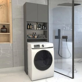 Έπιπλο πλυντηρίου Ramsey Megapap χρώμα ανθρακί 65x27x190,6εκ.