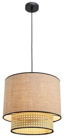 Inlight Φωτιστικό Κρεμαστό Ψάθα-Ύφασμα 1xΕ27 Φ30x25cm Μπεζ-Φυσικό 4046