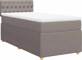 vidaXL Κρεβάτι Boxspring με Στρώμα Taupe 90x200 εκ. Υφασμάτινο