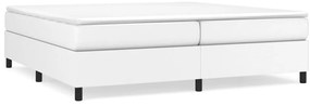 vidaXL Κρεβάτι Boxspring με Στρώμα Λευκό 200x200 εκ. Συνθετικό Δέρμα