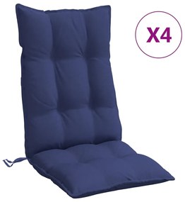 vidaXL Μαξιλάρια Καρέκλας με Πλάτη 4 τεμ. Ναυτικό Μπλε Ύφασμα Oxford
