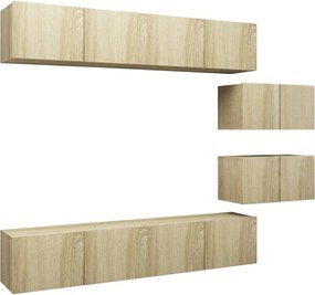 vidaXL Έπιπλα Τηλεόρασης Σετ 6 Τεμαχίων Sonoma Δρυς από Επεξ. Ξύλο
