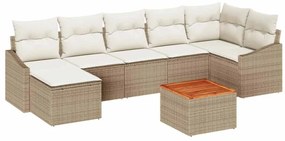 vidaXL Σετ Καναπέ Κήπου με μαξιλάρι 8 pcs Μπεζ Πολυ ράταν