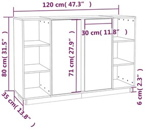 Ντουλάπι Καφέ Μελί 120x35x80 εκ. από Μασίφ Ξύλο Πεύκου - Καφέ