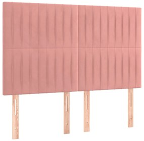 vidaXL Κρεβάτι Boxspring με Στρώμα Ροζ 140x200 εκ. Βελούδινο