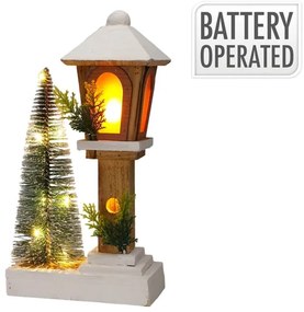 Ξύλινο Διακοσμητικό Φανάρι με φωτισμό LED και διαστάσεις 37x10x19cm