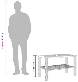 Τραπέζι Κήπου Μπεζ 70x38x42 εκ. Συνθετικό Ρατάν &amp; Ξύλο Ακακίας - Μπεζ