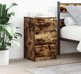 vidaXL Κομοδίνο με 3 συρτάρια Καπνιστή δρυς 39x35x65 εκ.