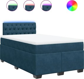 vidaXL Κρεβάτι Boxspring με Στρώμα Μπλε 120x190 εκ. Βελούδινο