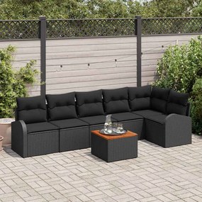 vidaXL Σετ Καναπέ Κήπου 7 pcs Μαύρο Πολυ ράταν