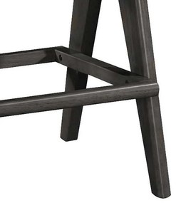 Σκαμπό bar με μπράτσα Winslow pakoworld ξύλο rubberwood μαύρο-pvc rattan φυσικό-ύφασμα γκρι