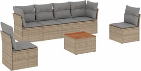 vidaXL Patio Sofa Set 6-θέσια Μικτό μπεζ και γκρι