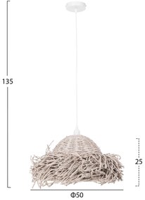 Φωτιστικό Οροφής Κρεμαστό C4349 Seagrass σε Whitewash χρώμα Φ50x25-135Υεκ. 50x50x135 εκ.