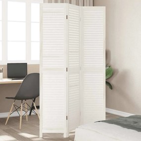 vidaXL Διαχωριστικό Χώρου με 3 Πάνελ Ρετρό Λευκό από Μασίφ Ξύλο Παυλώνιας