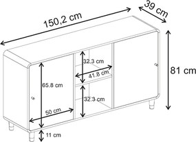 Μπουφές Doro Megapap χρώμα sepet oak 150,2x39x81εκ.