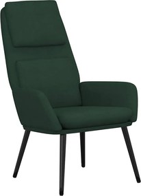 vidaXL Πολυθρόνα Relax Σκούρο Πράσινο Υφασμάτινη με Σκαμπό