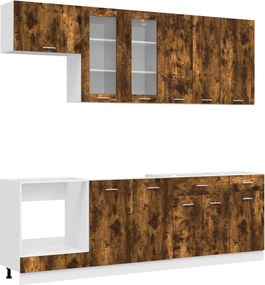 vidaXL Μονάδα κουζίνας LYON 8 pcs Καπνισμένο Ξύλο Δρυός