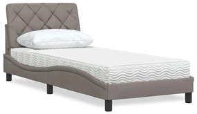 vidaXL Κρεβάτι με Στρώμα Taupe 80x200 εκ. Υφασμάτινο