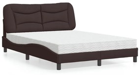 Κρεβάτι με Στρώμα Σκούρο Καφέ 120x200 εκ. Υφασμάτινο - Καφέ