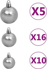 vidaXL Χριστουγεν. Δέντρο Τεχνητό Αρθρωτό με 300 LED &amp; Μπάλες 270 εκ.