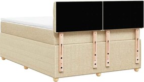 vidaXL Κρεβάτι Boxspring με Στρώμα Κρεμ 140x190 εκ. Υφασμάτινο