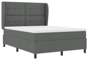 vidaXL Κρεβάτι Box Spring με Στρώμα Σκούρο Γκρι 140x200 εκ Υφασμάτινο