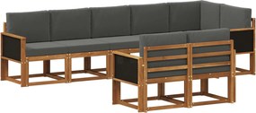 vidaXL Σειρά Καναπέ Εξωτερικού 8 pcs Φυσικό και Ανθρακί Πολυεστέρας