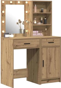 vidaXL Σετ Τραπέζι Ντυσίματος με LED 2 τμχ. Artisan Oak