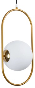 00592 GloboStar® GLOBOSTAR® HAMBURG 00592 Μοντέρνο Κρεμαστό Φωτιστικό Οροφής με Ντουί 1 x E14 AC 220-240V IP20 - Χρυσό &amp; Λευκό - Μ25 x Π20 x Υ50cm