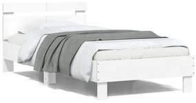 Πλαίσιο Κρεβατιού με Κεφαλάρι και LED Λευκό 100 x 200 εκ. - Λευκό