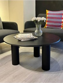 Stewehome Τραπεζάκι σαλονιού από MDF στρογγυλό μοντέρνο Μαύρο 80x80 cm